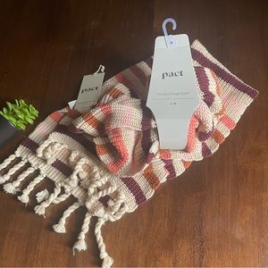 Pact Multicolored Striped Chunky Fringe Scarf Nwt